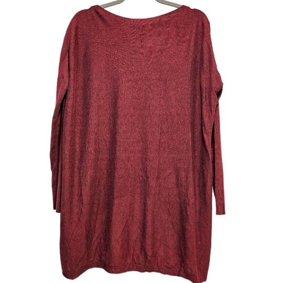Eileen Fisher Cotton Blend Sweater Lightweight Size XS Maroon Burgundy oversized - Picture 2 of 5